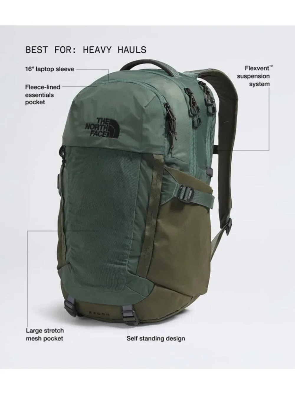 Everyday Laptop Backpack for School & Travel, Duck Green & Taupe, OSFA